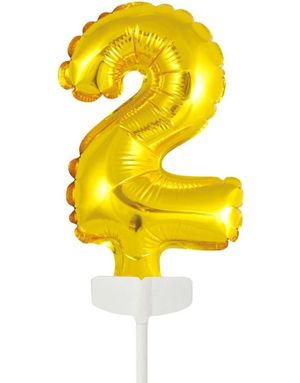 2 tall Kaketopper folieballong 13 cm - Gull