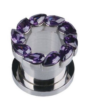 Drip Drop Purple - Sølvfarvet Piercing Tunnel