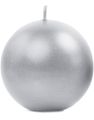 Metallisk Sølvfarvet Kugleformet Stearinlys 8 cm