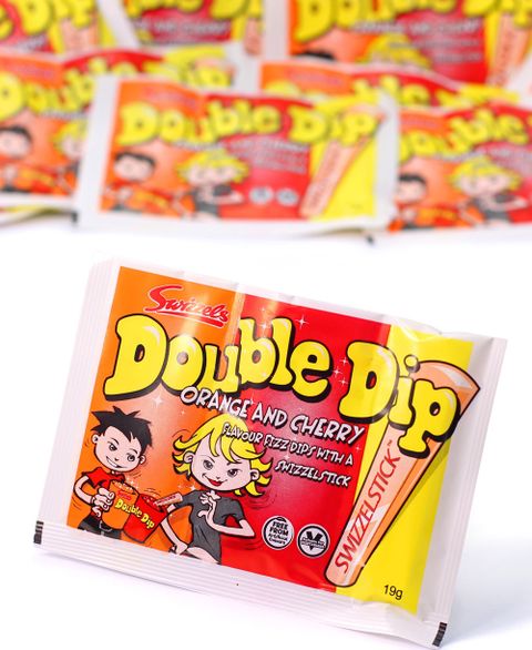 1 stk Swizzels Dobbelt Dip Appelsin og Kirsebær 19 gram