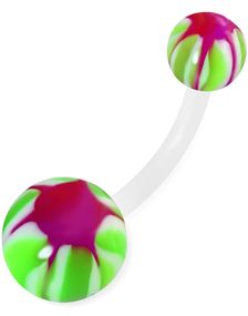 Candy Monster - Lilla, Hvid og Grøn Navlepiercing af Bioplast