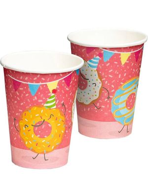 8 stk Papirkopper - Donut Party 210 ml