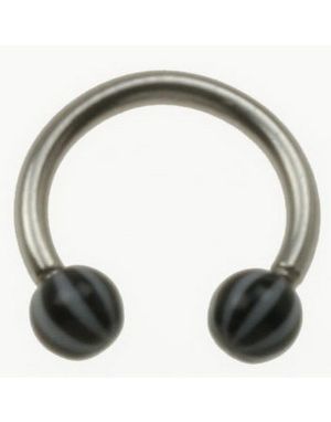 Rund Øjenbrynspiercing med Sorte og Hvide Kugler - 1.2 x 8 mm