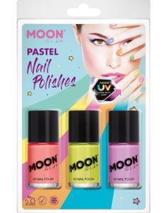 3 stk Neon UV/Blacklight Neglelak i Lilla, Koral og Guld