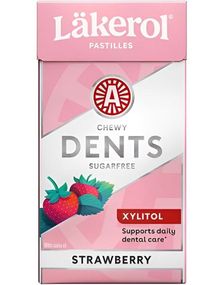 Läkerol Dents Strawberry Mint / Sukkerfrie Pastiller med Lakrissmak 36 gram