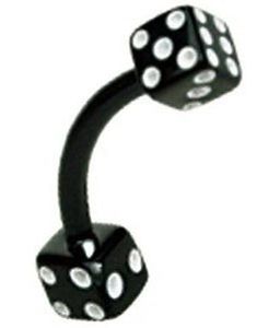 Dobbelt Terning Sort - 1,2 x 8 mm Øjenbrynspiercing