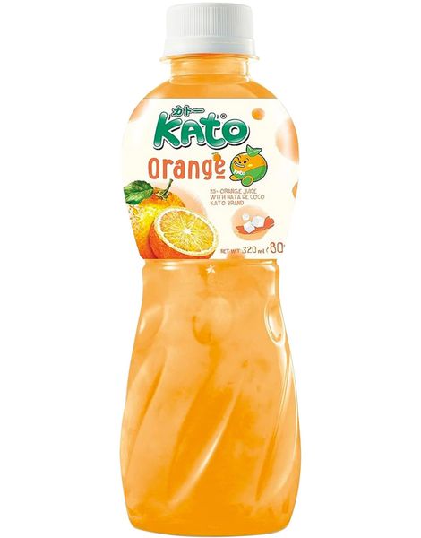 Kato Fruit Juice Nata De Coco Orange - Juice med Appelsinsmak og Kokosgelebiter 320 ml (Thailand)