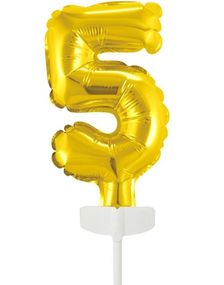 5 tall Kaketopper folieballong 13 cm - Gull