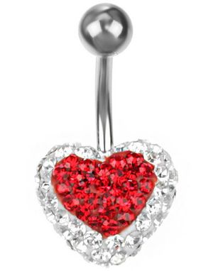 Celebrity Heart Navlepiercing - Hvid/Rød