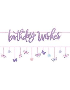 Glitrende Birthday Wishes Banner 3,65 meter