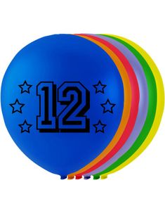 12 tal - 8 stk Flerfarvede Balloner 26 cm