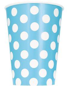 6 stk Lys blå Polka Dots Papkrus 355 ml