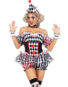 Darling Harlequin - Harlekin/Klovnekostume til Dame