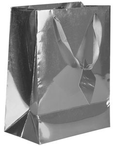 Sølvfarget Metallisk Gavepose - 18x10x19 cm