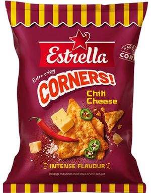 Estrella Corners Chili Cheese - Maischips med Chili og Ostesmak 160 gram