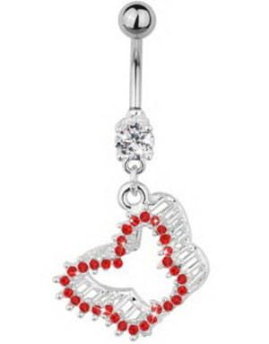Sparkling Butterfly Navlepiercing - Rød