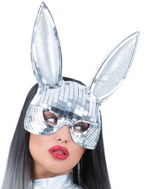 Sexy Sølvfarget Disco Bunny Maske