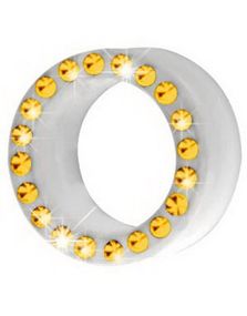 Silikone Piercing Tunnel i Hvid med Guldfarvede Sten