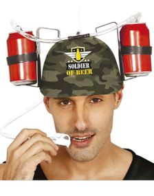 Soldier of Beer - Partyhatt med Drikkeholdere og Sugerør