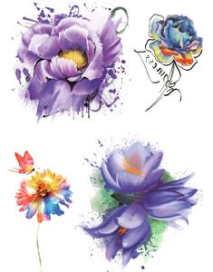 Liquid Flowers - 4 stk Tatoveringer (Fake Tattoo)