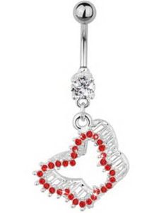 Sparkling Butterfly Navlepiercing  - Rød