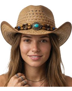 Cowboy Stråhatt med Treperler