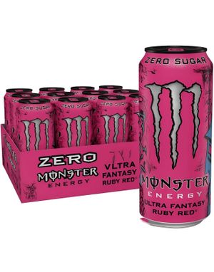 12 stk Monster Energy Ultra Fantasy Ruby Red Zero - Sukkerfri Energidrikk - Helt Brett 12 x 500 ml (Polen)