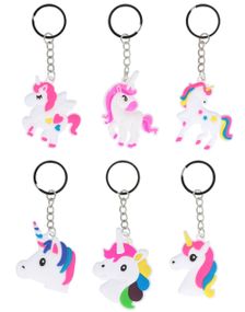  Unicorn Nøglering - 6 Assorterede Motiver 5 cm