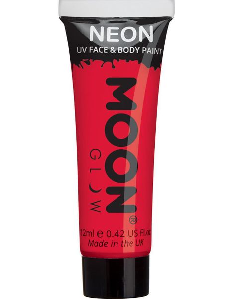 Rød Neon UV/Blacklight Ansigts- og Kropsmaling 12 ml