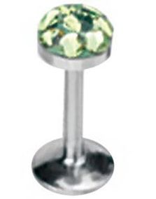 Labret med Glitrende Grøne Sten - 1,2 x 8 mm