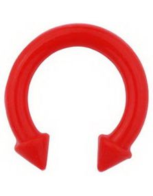 Horseshoe Spiked Ends - Rød Ørepiercing i Silikone