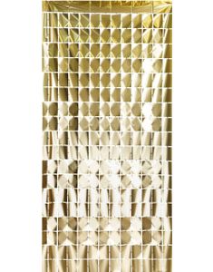 Gull Rutete Metalisk Partygardin/Glittergardin 100x200 cm