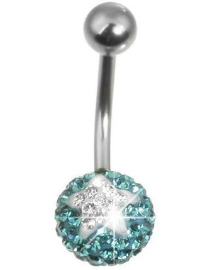 Stardom Navlepiercing - Turkis/Hvid