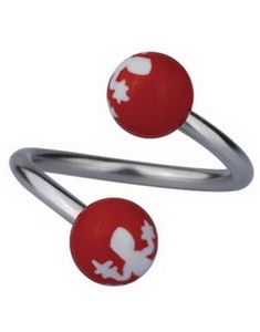 Øjenbrynspiercing med Salamander - Rød/Hvid - 1.2 x 10 mm