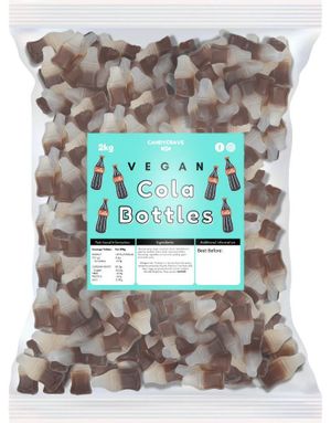 2 kg Candycrave Vegan Cola Bottles - Stor Pose med Veganske Colaflasker