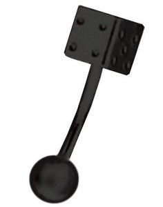 Banan med Terning & Bold - 1,2 x 8 mm Sort Øjenbrynspiercing 