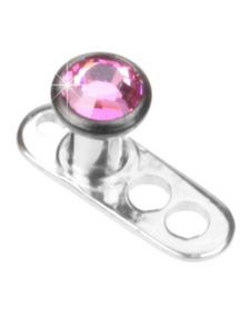 Shiny Pink Stone Dermal Anchor
