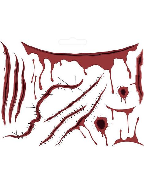 13 stk Blodige Arr - Falsk Tatovering