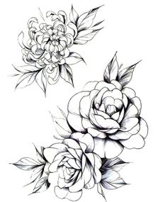 Sketched Flowers - 2 stk Tatoveringer (Fake Tattoo)