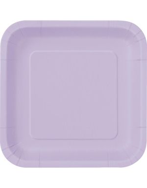 14 stk Firkantede Lavendel Paptallerkner 22 cm