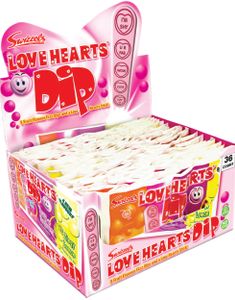 36 stk Swizzels Love Hearts Dip med 3 Slags Smag