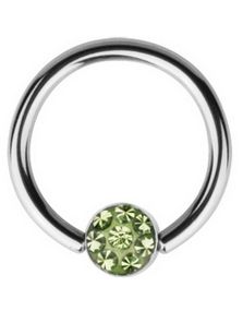 BCR Piercing with Sparkling Green Stone