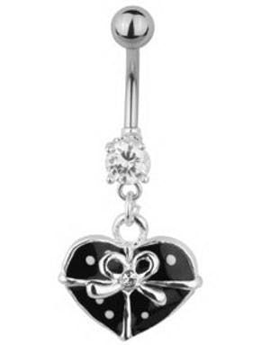 Gift Wrapped Heart Navlepiercing - Sort