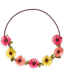 Farverig Blomsterkrans med Strik