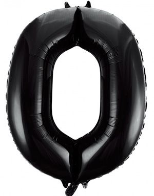 Tallet 0 - Sort JUMBO Folieballon 86 cm