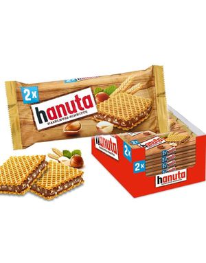 18 stk Ferrero Hanuta Wafer - Sprøde Vafler med Hasselnød og Kakao - Hel Kasse 792 gram