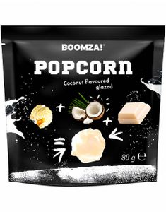 Boomza! Karamellisert Popcorn med Hvit Sjokolade og Kokos 90 gram