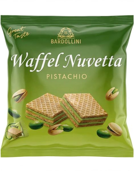 Bardollini Waffel Nuvetta Pistachio - Sprø Vaffelkjeks med Pistasjfyll 117 gram