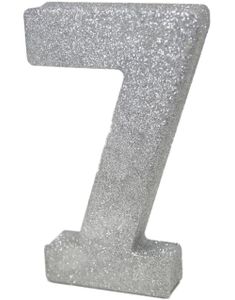 Sølvfarget Glitrende 7-Tall Borddekorasjon 20 cm