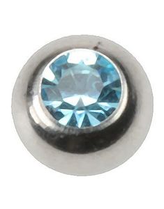 Blank Stålkugle Med Lys Turkis Sten - 4 mm kugle til 1,6 mm Stang